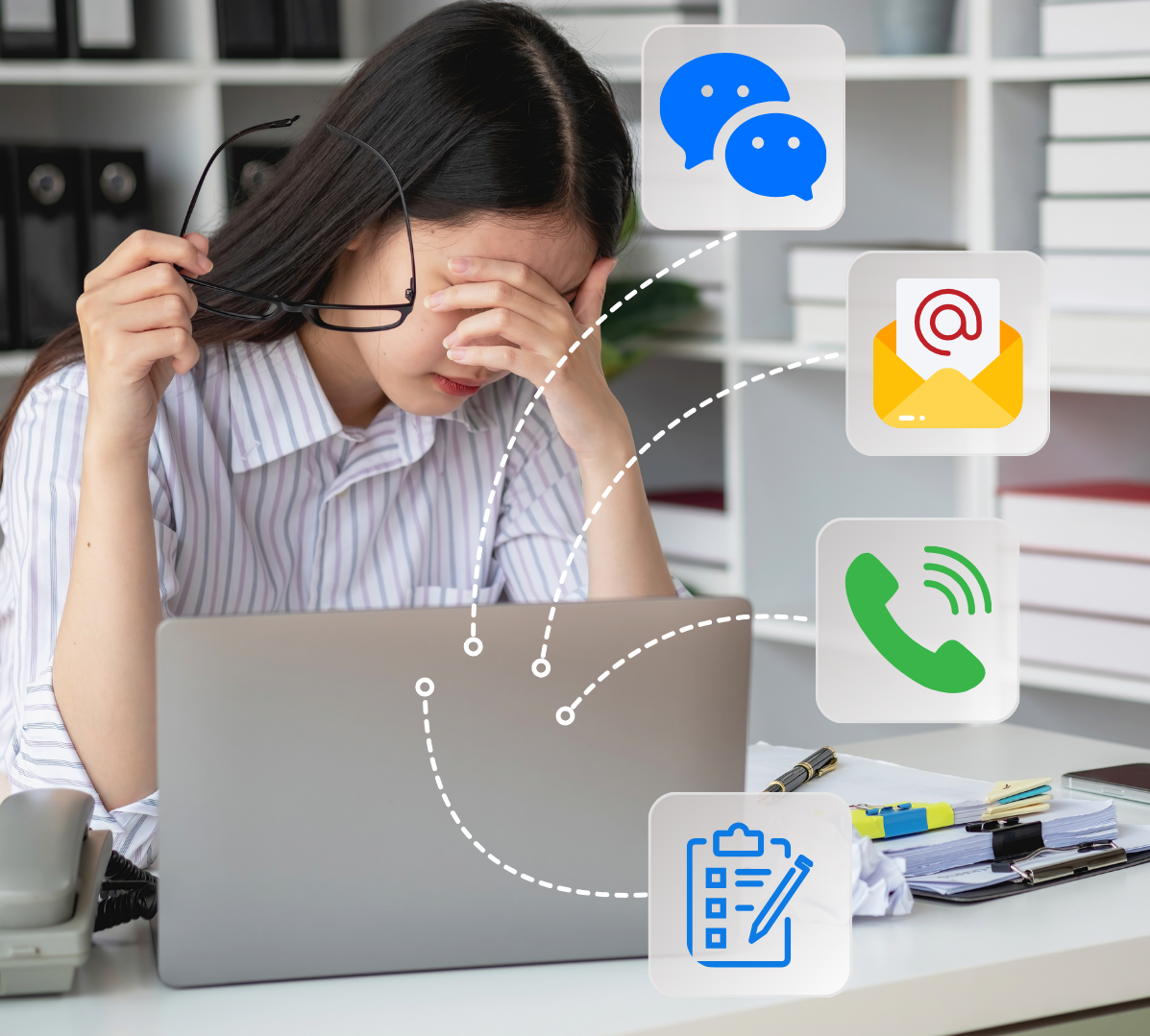 Stressed Manager with notification overload
